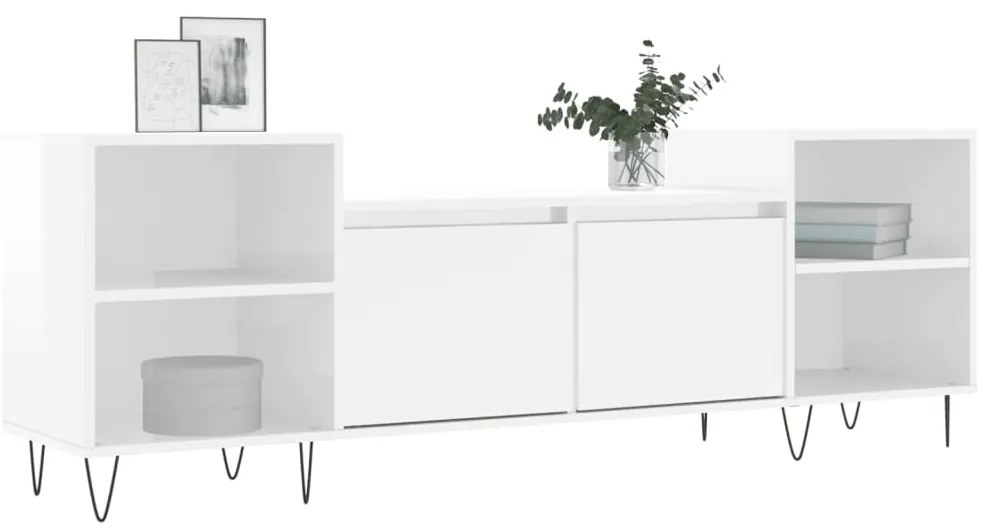 Móvel de TV 160x35x55 cm derivados de madeira branco brilhante