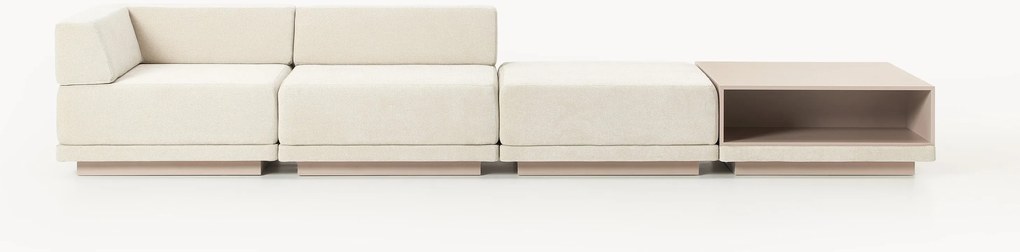 Sofá modular Colin (4 lugares) com mesa de centro e pufe