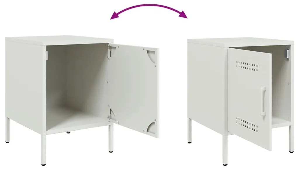 Mesas de cabeceira 2 pcs 36x39x50,5 cm aço branco