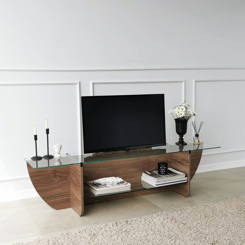 TV Stand Lily – Walnut – 158 cm x 40 cm x 35 cm