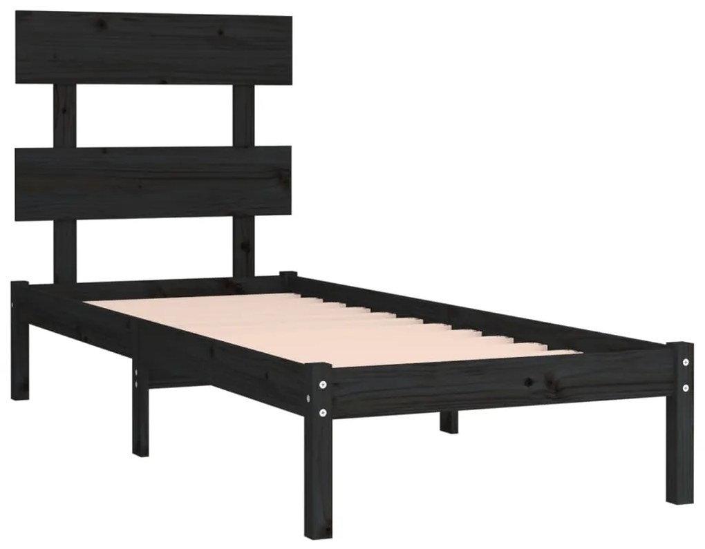 Estrutura cama pequena solteiro 75x190 cm madeira maciça preto