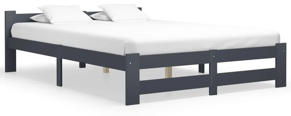 Estrutura de cama 160x200 cm pinho maciço cinzento-escuro