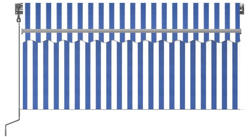Toldo automático c/ estore/LED/sensor vento 3x2,5m azul/branco