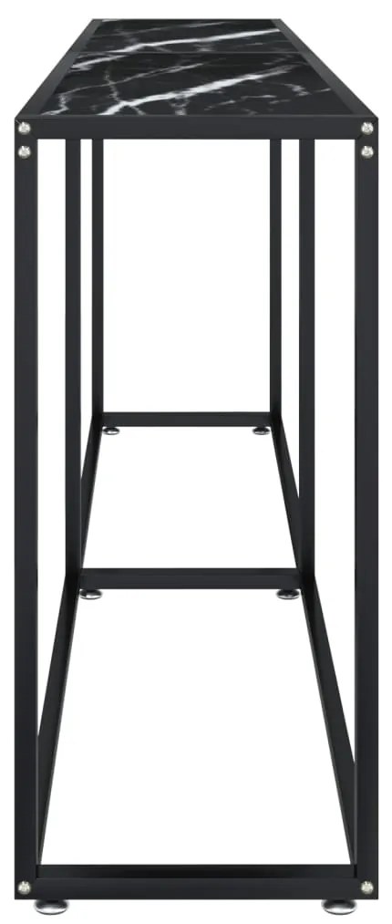 Mesa consola mármore preto 200x35x75,5 cm vidro temperado