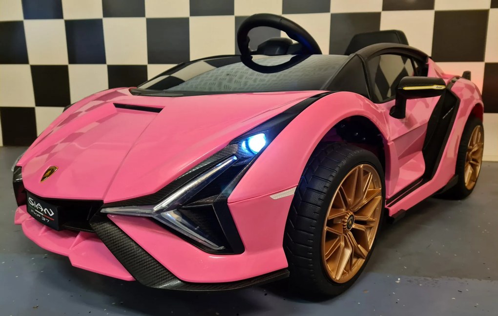 Carro infantil a bateria 12V Lamborghini Sian rosa