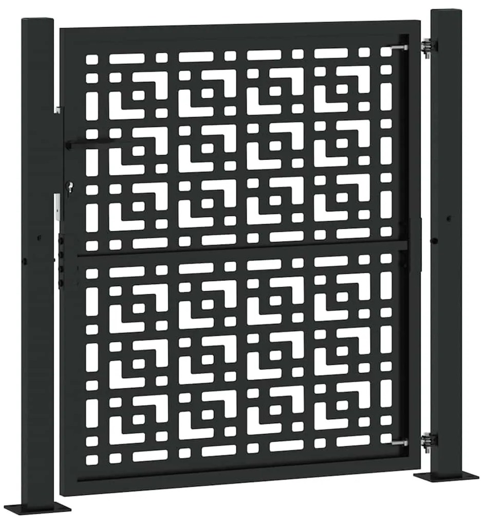 Portão de jardim 105x106 cm design cruzado de aço preto