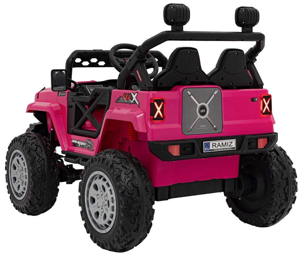 Jipe elétrico para Crianças 12V 4x4 OFF ROAD Speed Rodas de EVA, Assento de couro Rosa