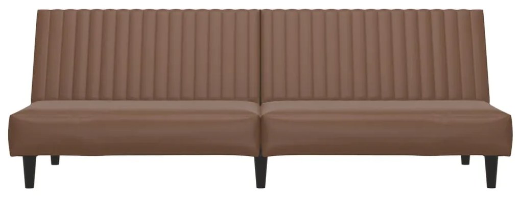 Sofá-cama de 2 lugares couro artificial castanho