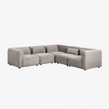Sofá Modular De Canto Em L De 5 Peças Fogler Bombazina Cinzento Toupeira Claro - Sklum