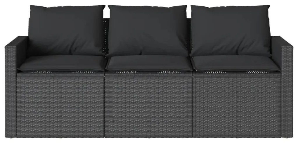 2 pcs conjunto de jantar p/ jardim c/ almofadões vime PE preto