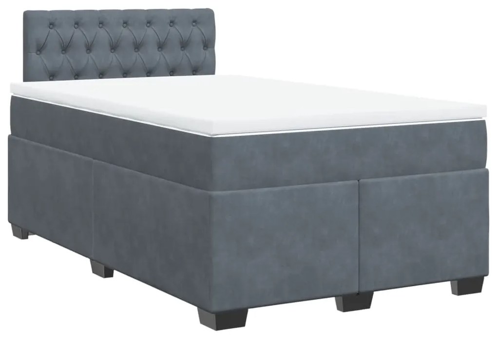 Cama boxspring com colchão 120x190 cm veludo cinzento-escuro