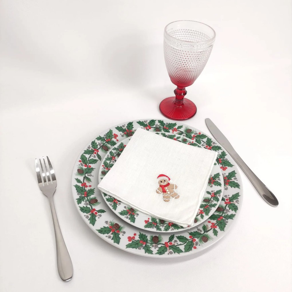 Individual/Guardanapo Rolinho Linho Of Gingerbread Man White
