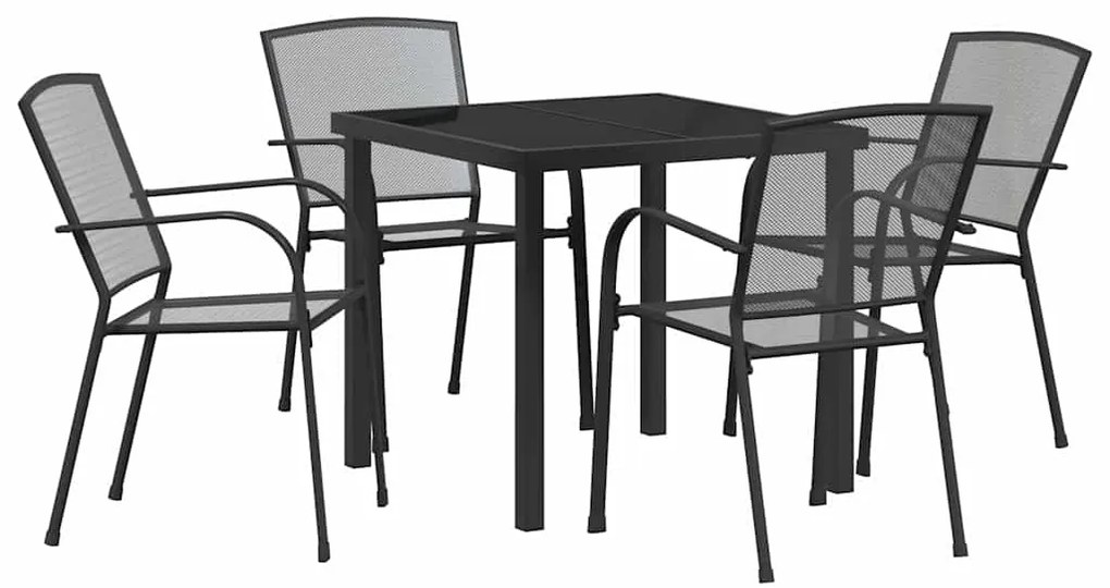 Conjunto de Jantar de Jardim com 5 Peças em Aço Antracite