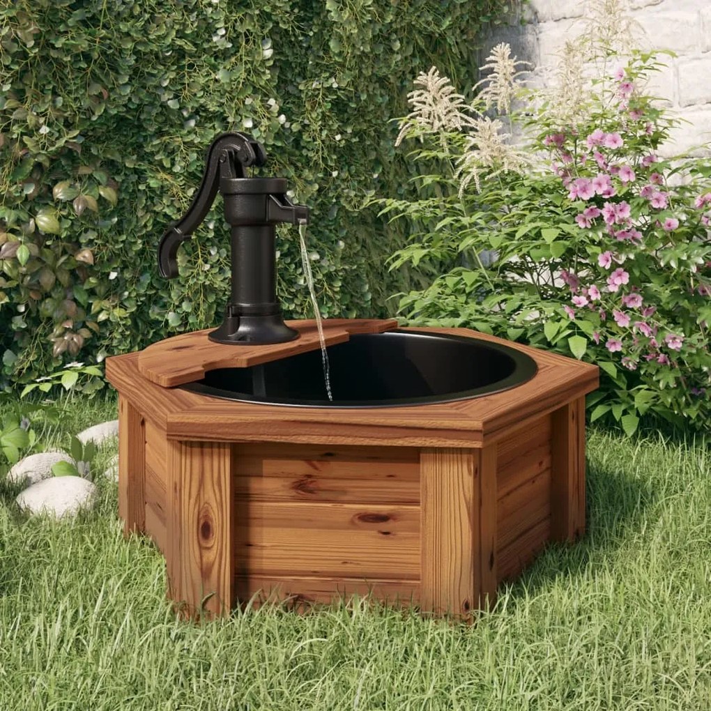 363335 vidaXL Fonte de água com bomba 57x57x53 cm abeto maciço