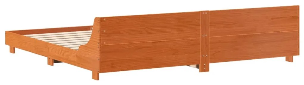 Cama sem colchão 200x200 cm pinho maciço castanho-mel