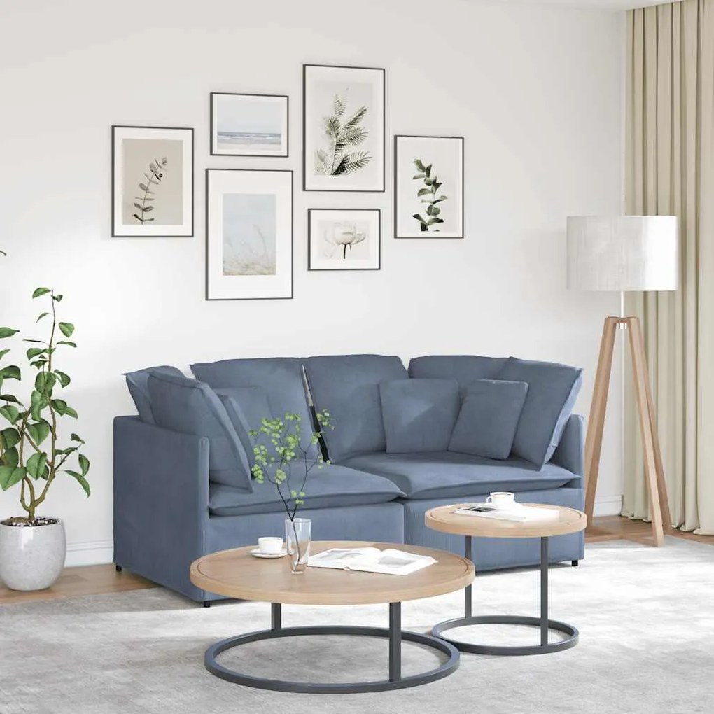 vidaXL Sofá modular com almofadas tecido corduroy azul
