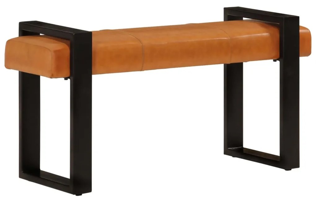 vidaXL Banco 110 cm couro de cabra genuíno preto e castanho