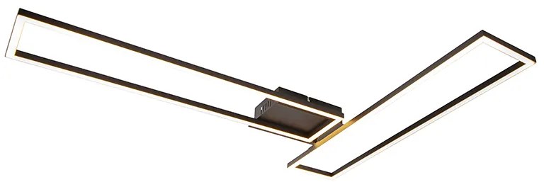 Candeeiro de teto alongado preto 3-níveis de dimmer - Plazas Novo