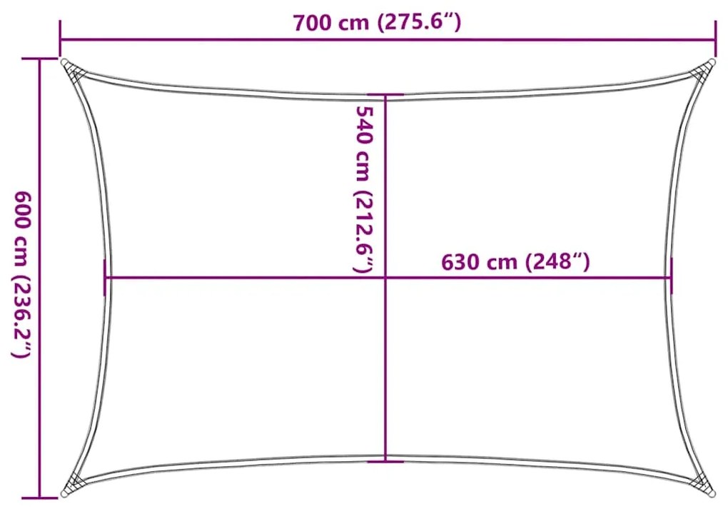 Para-sol estilo vela retangular 160 g/m² 6x7 m PEAD amarelo