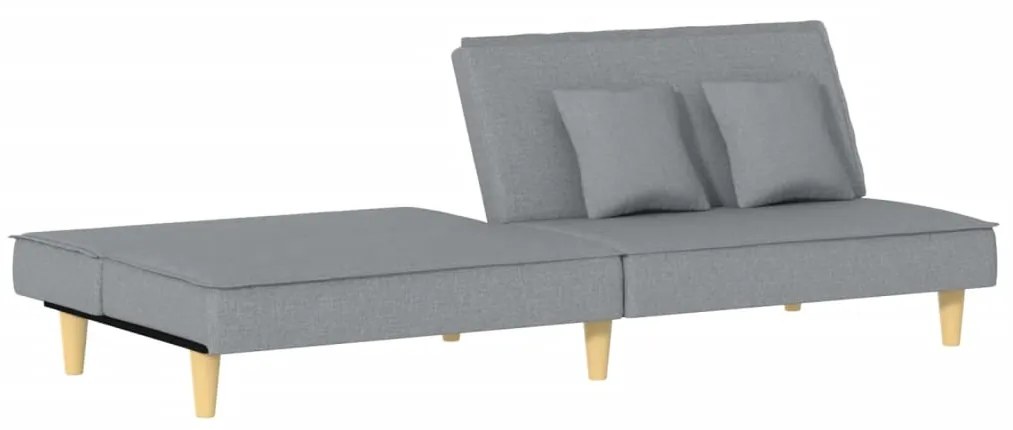 Sofá-cama tecido cinzento-claro