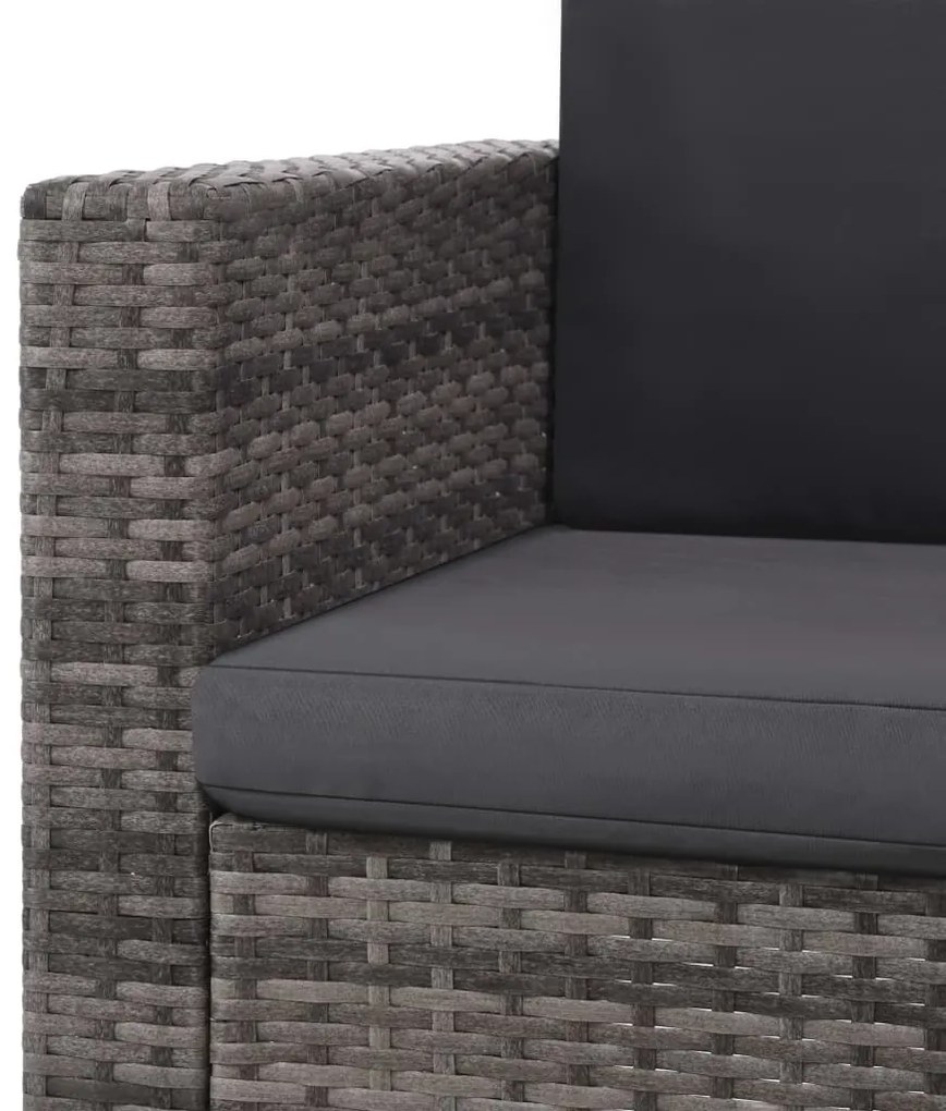 2 pcs conjunto lounge de jardim c/ almofadões vime PE cinzento