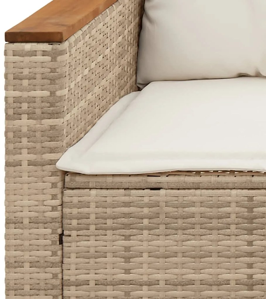 3 pcs conjunto de sofás p/ jardim com almofadões vime PE bege