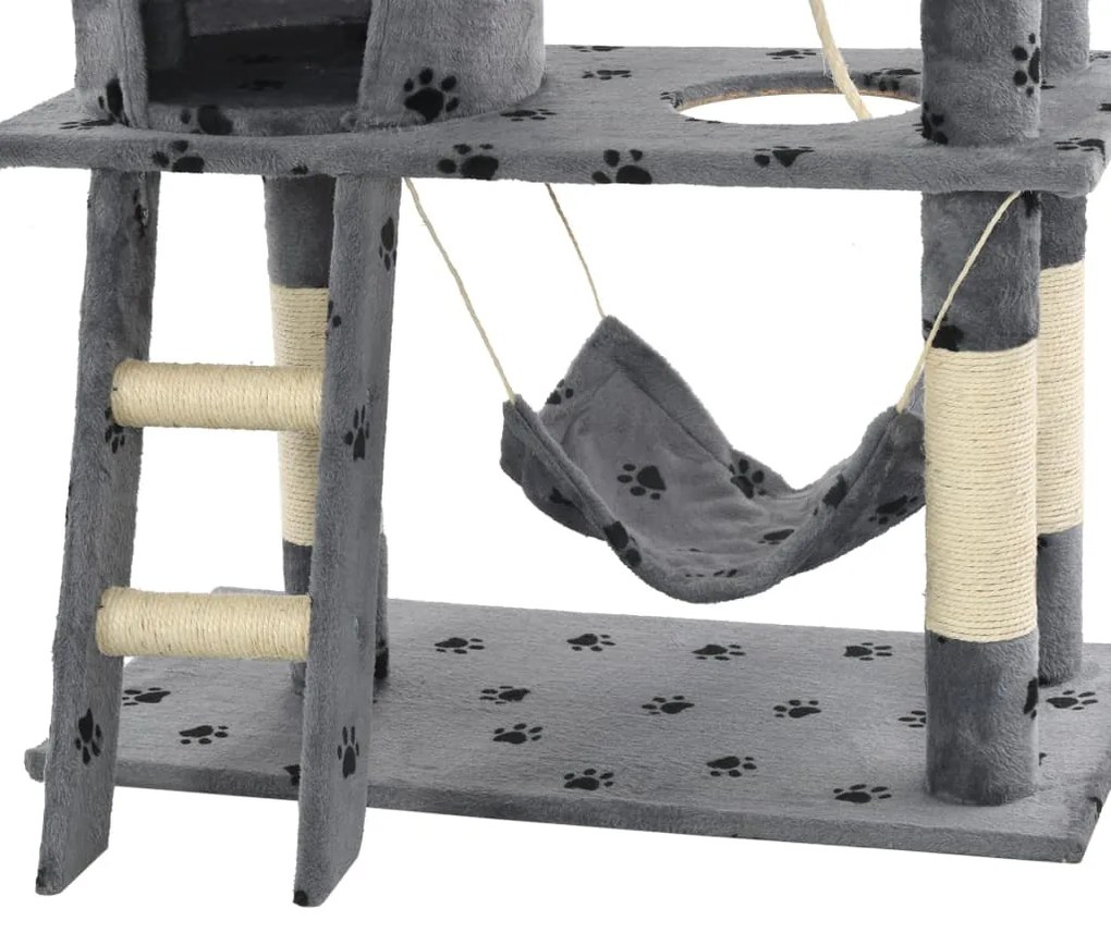 Árvore para gatos c/postes arranhadores sisal 140 cm cinzento