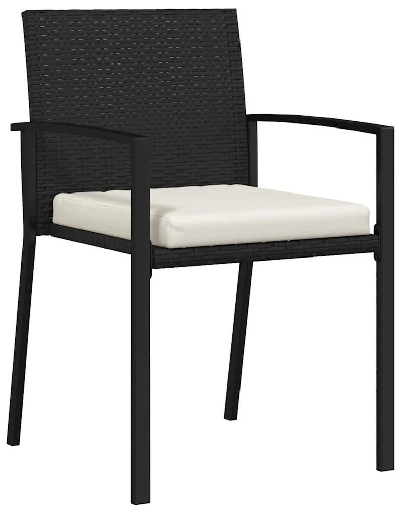 Conjunto de Jantar de Jardim com 7 Peças em Poli Rattan Preto