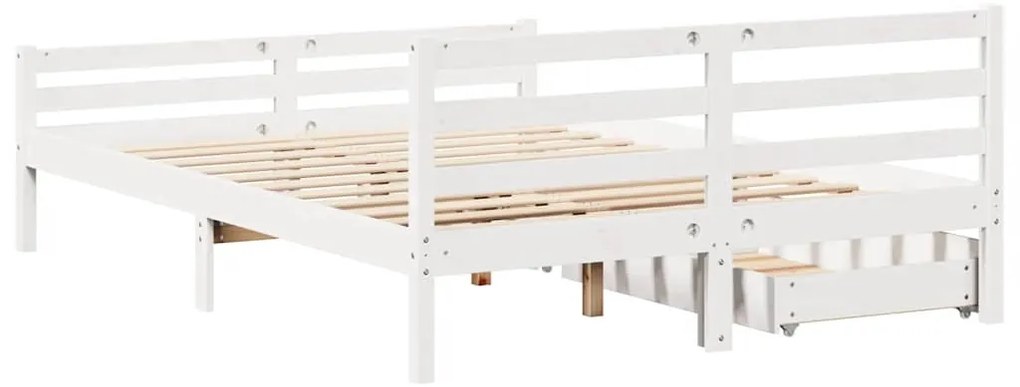 Cama sem colchão 150x200 cm madeira de pinho maciça branco