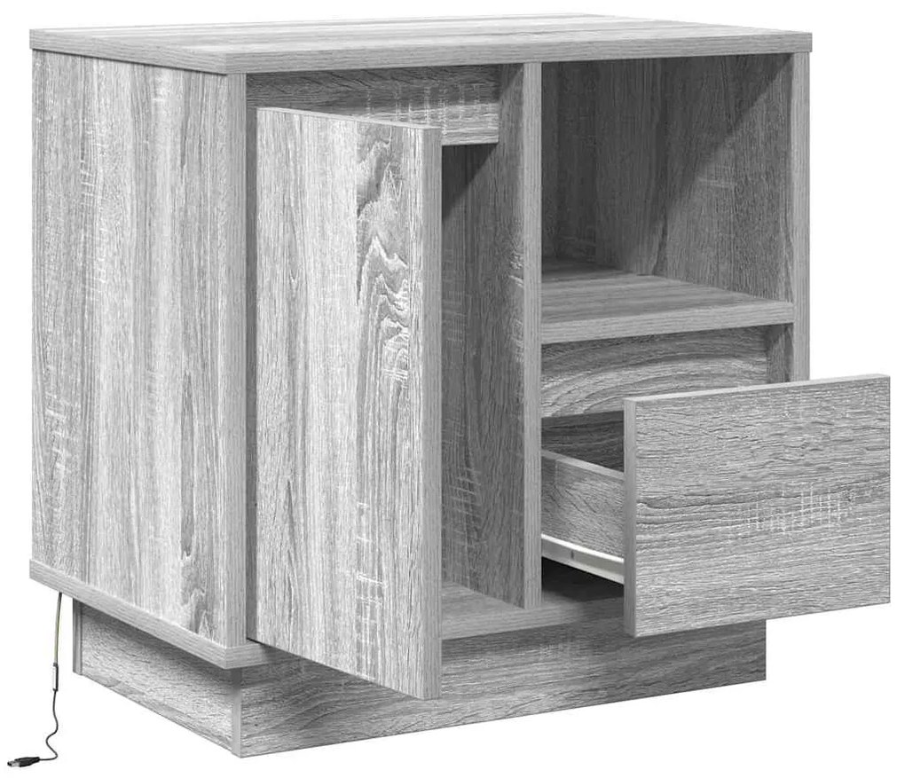 Cômodas de Canto com LED 2 pcs Cinza Sonoma 50x34,5x50 cm