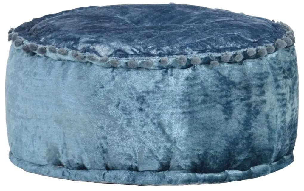 Pufe redondo 40x20 cm veludo azul