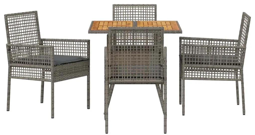 Conjunto de Jantar 5 Peças com Almofadas Cinza Polirattan