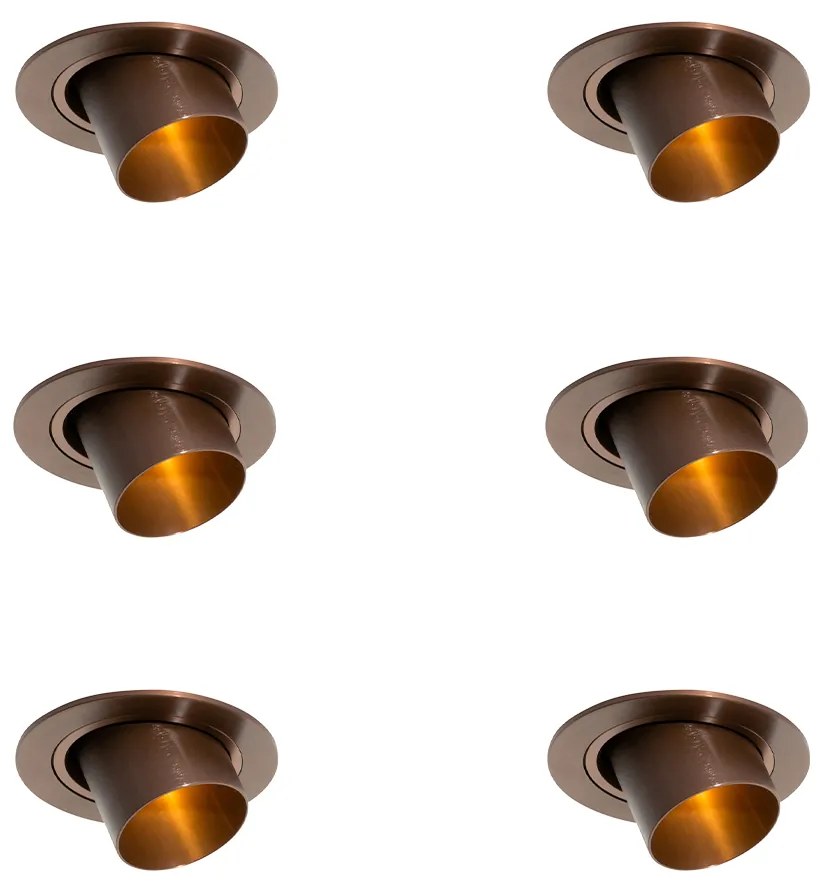 Conjunto de 6 focos embutidos bronze escuro GU10 35mm redondo inclinável - Installa