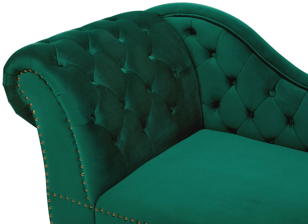 Chaise-longue à esquerda em veludo verde NIMES Beliani
