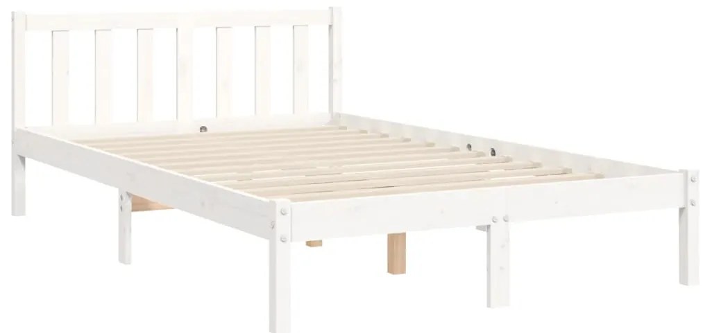 Cama sem colchão 160x200 cm madeira de pinho maciça branco
