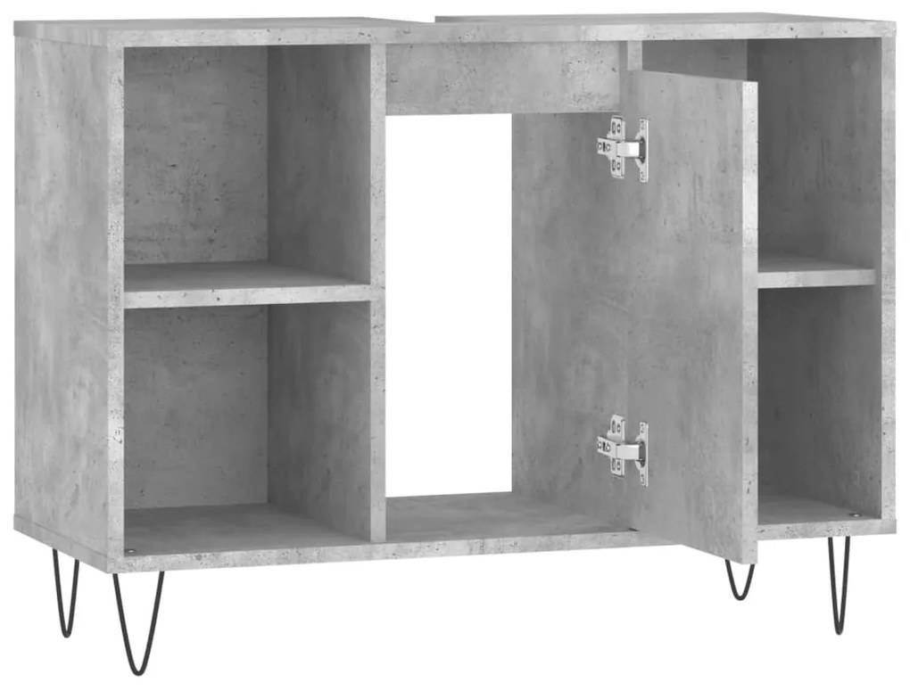 Móvel casa de banho 80x33x60 cm derivados madeira cinza cimento