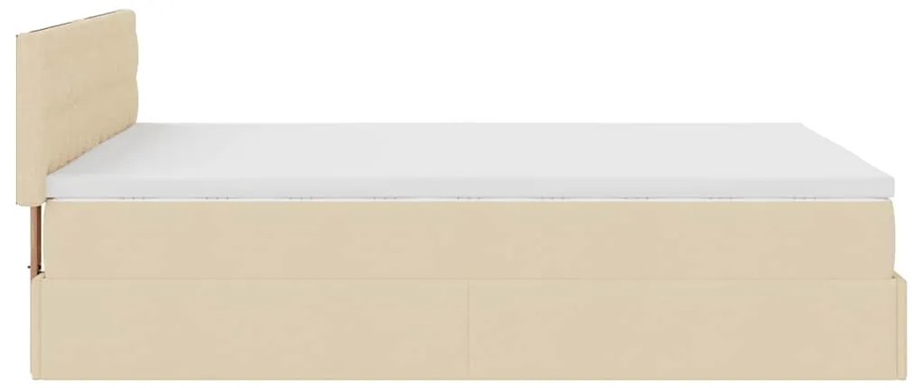 Cama otomana com colchão 140x200 cm tecido creme