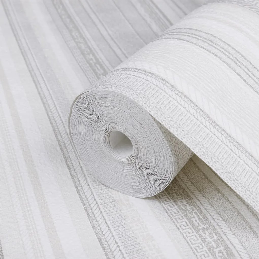 Papel parede 3D c/ padrão riscas 10x0,53 m não-tecido cinza