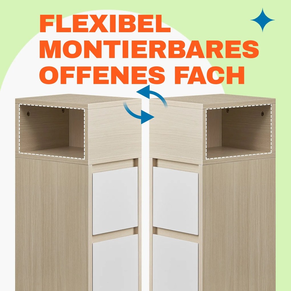 Conjunto de 2 mesas de cabeceira 30 x 25 x 65 cm bege + branco