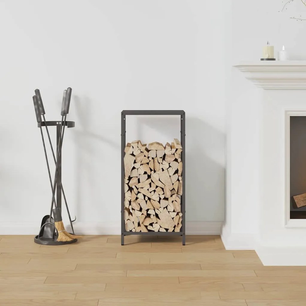 Suporte para lenha 34x25x70 cm aço laminado a frio preto
