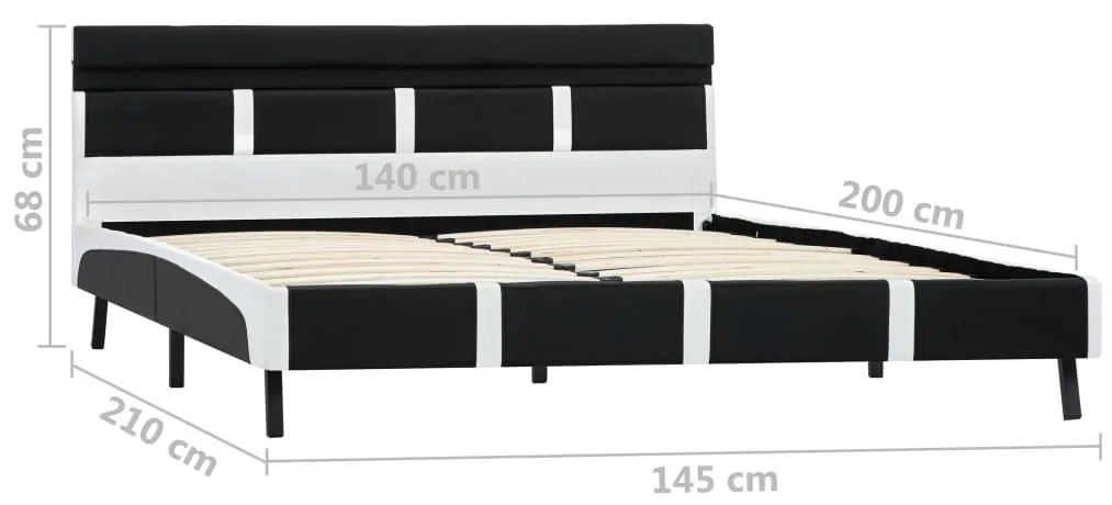 Estrutura de cama com LED 140x200 cm couro artificial preto