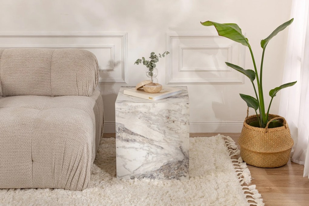 Mesa de Apoio Küp - Mármore Freesia - 45x50x45 cm