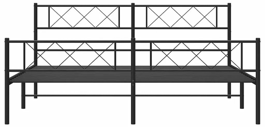 Estrutura de cama com cabeceira e pés 183x213 cm metal preto