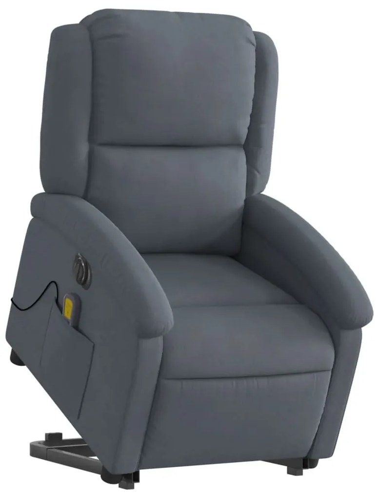 Poltrona massagens elevatória elétrica veludo cinzento-escuro