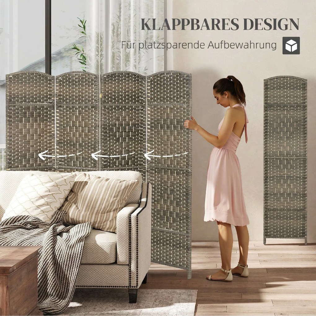 Biombo de 4 Painéis, 180 x 1,7 x 180 cm, Design Dobrável, Cor Carvalho Escuro