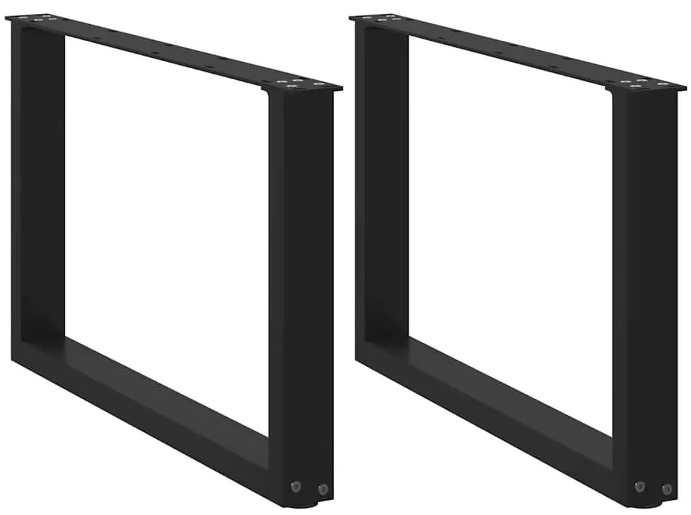 vidaXL Pés para mesa de centro em formato de U, 2 peças, preto, 70x (42-43) cm, aço