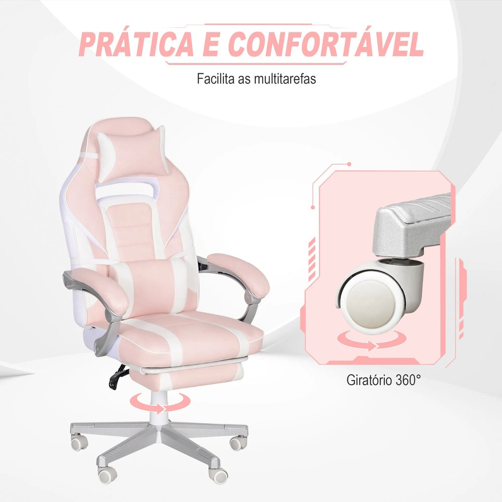 Cadeira Gaming Cadeira de Escritório Reclinável com Altura Ajustável A