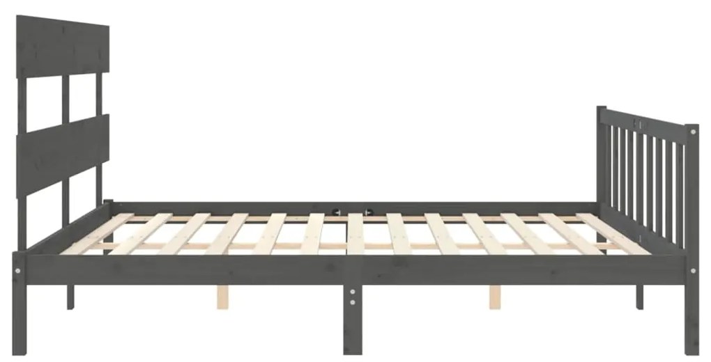Estrutura de cama com cabeceira 200x200 cm madeira maciça cinza