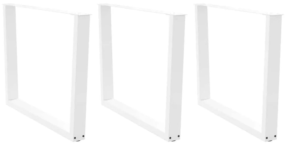 Mesa de jantar pernas 3pcs forma V 100x(72-73,3)cm aço branco