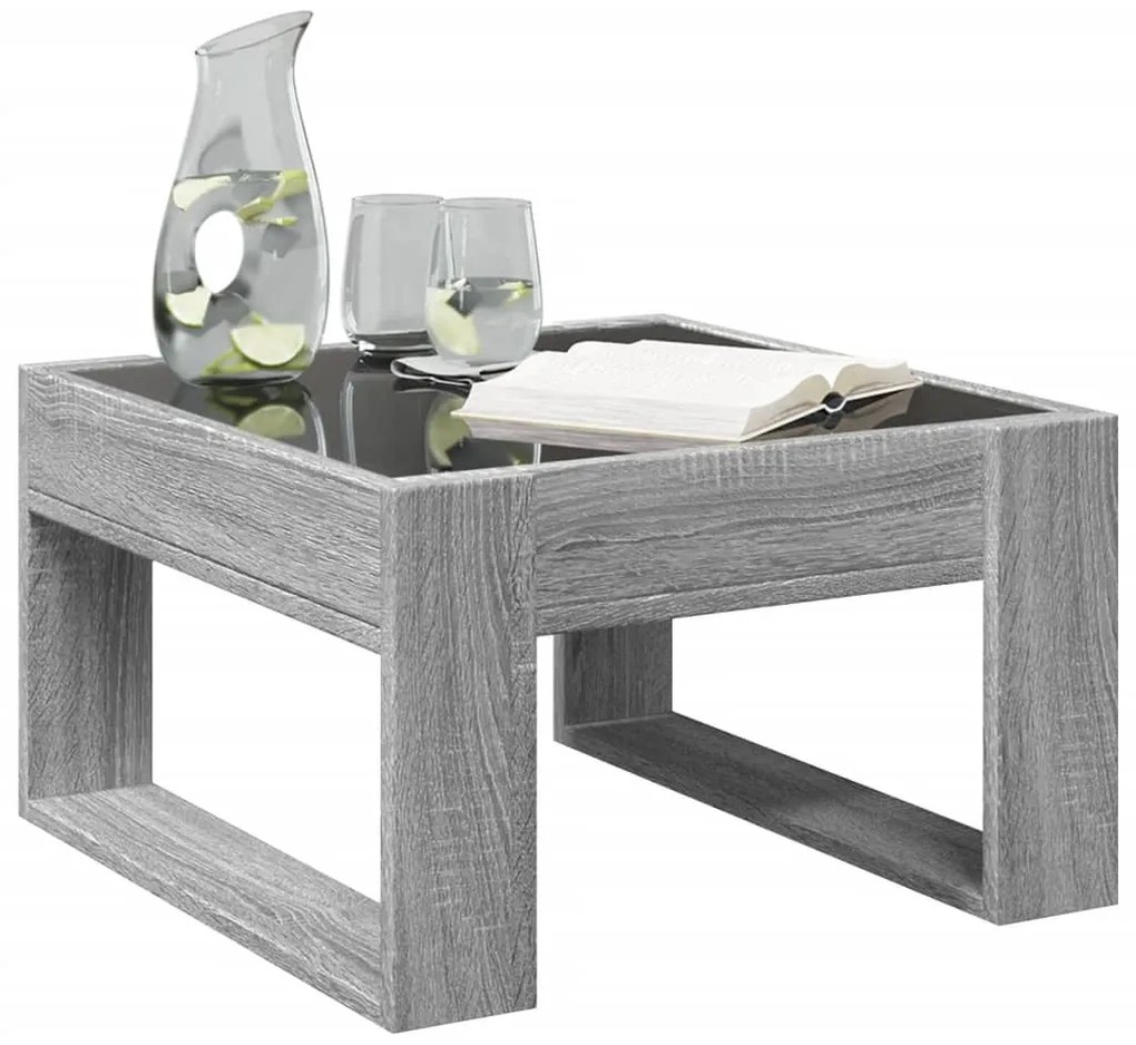 Mesa de centro luzes LED Infinity 50x53x30 cm cinzento sonoma